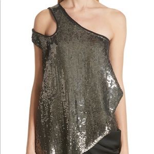 Monse cutout shoulder sequin tank sz 6